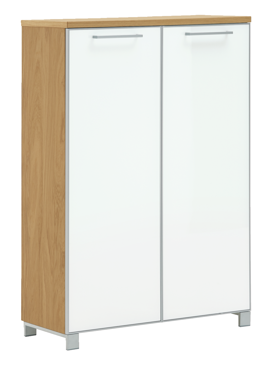 VOSS Hoch-Schuhkommode SANTINA Hoch-Schuhkommode aus Holz mit zwei weißen Türen, seitliche Perspektive