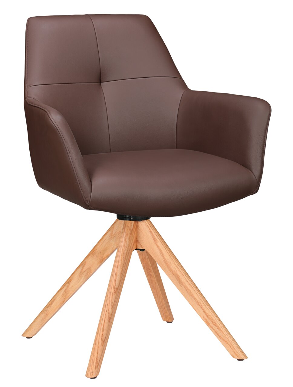 Novel Armlehnstuhl MEDUSA Brauner Armlehnstuhl mit Holzbeinen, Vorderansicht
