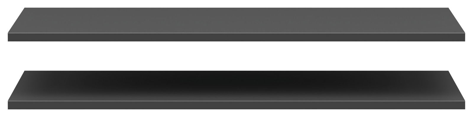 Zwei graue Einlegeböden in einer horizontalen Ansicht