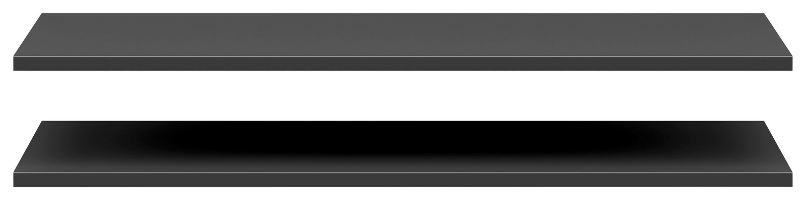 Zwei graue Einlegeböden in einer horizontalen Ansicht