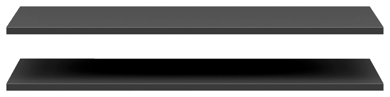 Zwei graue Einlegeböden in einer horizontalen Ansicht