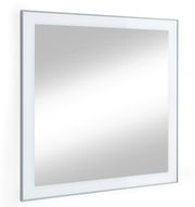 Moderner quadratischer Spiegel mit schmalem Rahmen, seitliche Perspektive