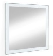 Moderner quadratischer Spiegel mit schmalem Rahmen, seitliche Perspektive