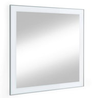 Moderner quadratischer Spiegel mit schmalem Rahmen, seitliche Perspektive