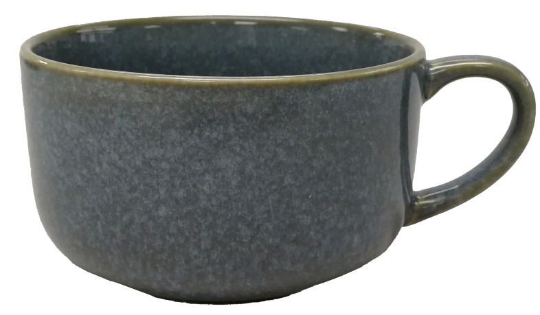 Novel Cappuccinotasse Graue Cappuccinotasse aus Keramik mit Henkel, seitliche Perspektive