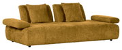 Zweisitzer-Sofa in senfgelber Farbe mit weicher Textur, seitliche Perspektive