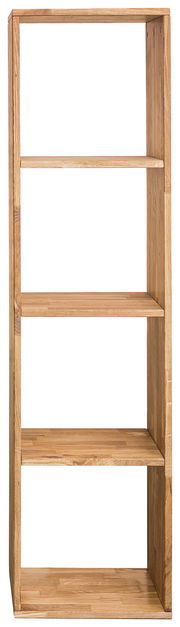 Holzregal mit vier offenen Fächern, frontal betrachtet