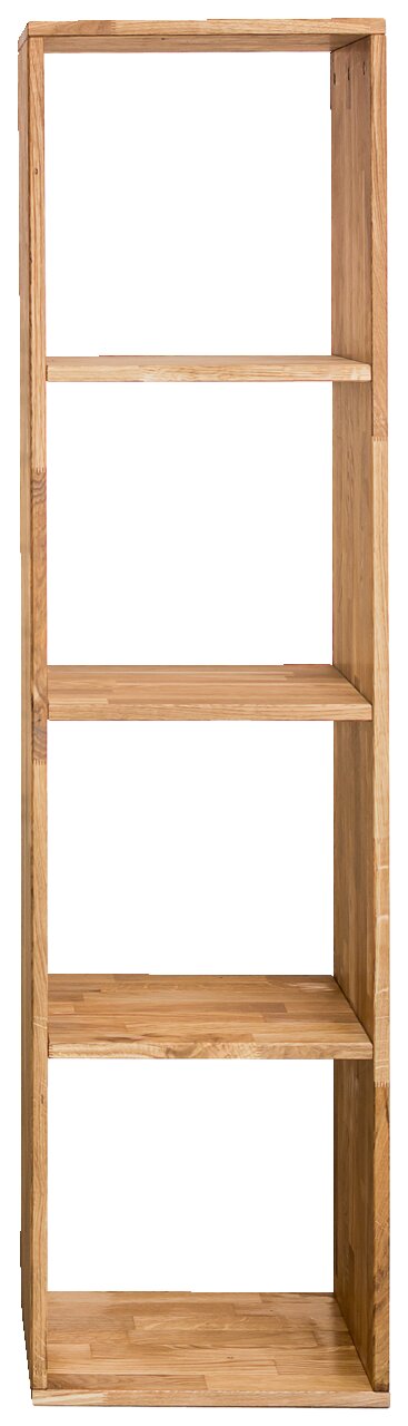 Holzregal mit vier offenen Fächern, frontal betrachtet