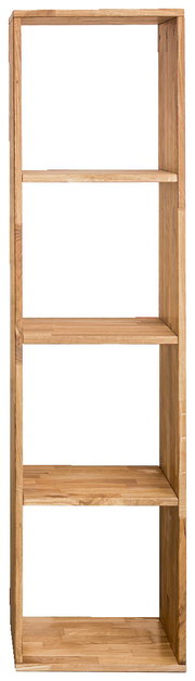 Holzregal mit vier offenen Fächern, frontal betrachtet