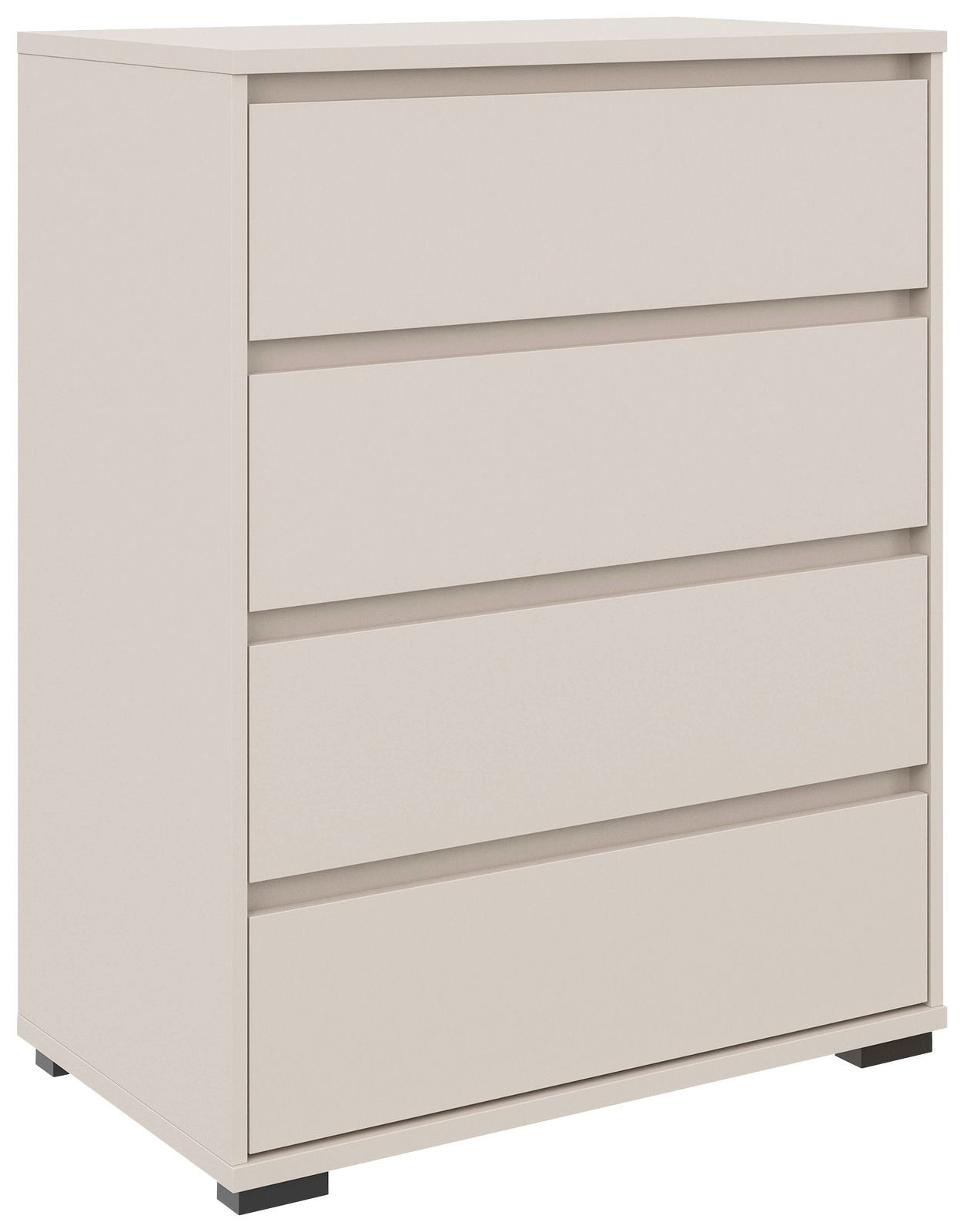 Carryhome Hochkommode LINE Hochkommode mit vier Schubladen in hellem Holz, seitliche Perspektive