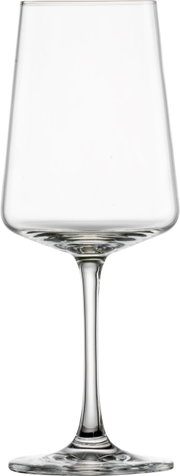 Witwijnglas van helder glas, hier vooraanzicht, met een elegante steel en een brede kelk.