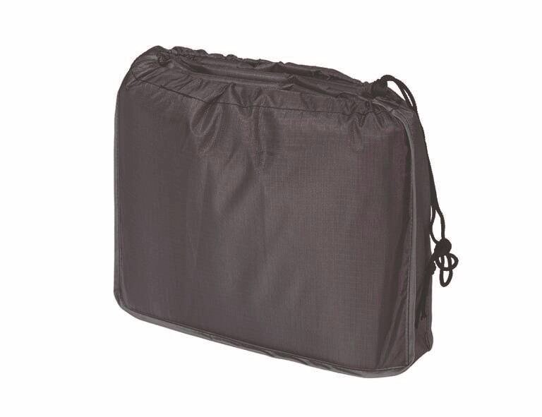 Schwarze Schirmhülle in seitlicher Perspektive mit Kordelzug