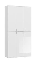 Weiße Garderobenkombination mit sechs Türen, frontal betrachtet.