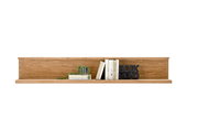 Wandboard aus Holz mit Büchern und Dekoration, frontale Ansicht