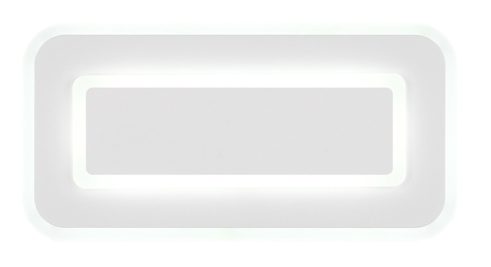 Rechteckige LED-Deckenleuchte in Weiß, Ansicht von unten