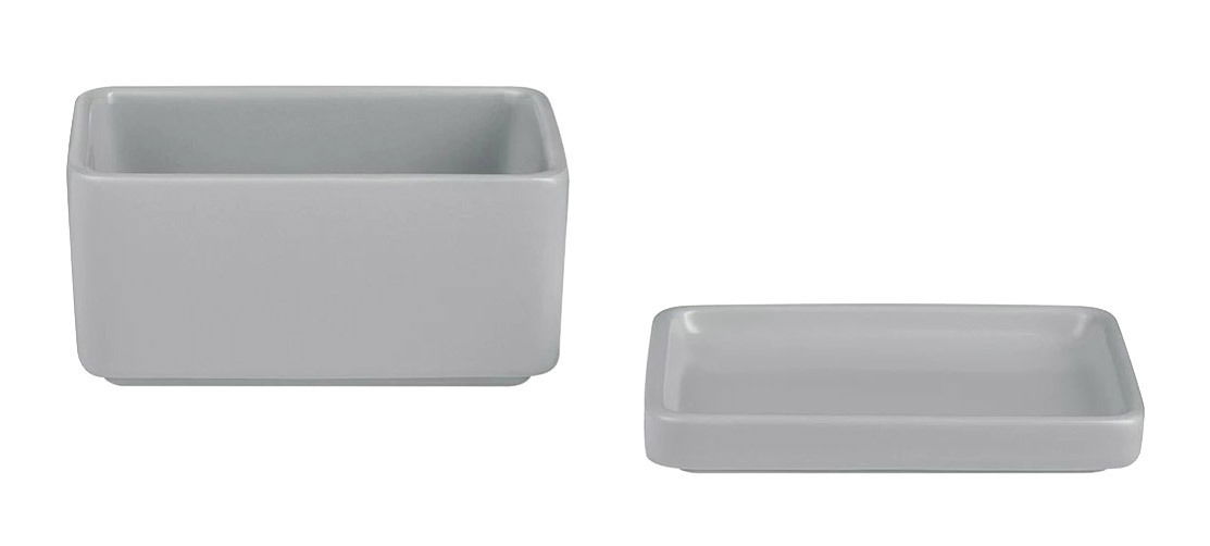 blomus Butterdose PILAR Graue Butterdose PILAR aus Keramik, bestehend aus einer rechteckigen Schale und einem passenden Deckel, seitliche Perspektive