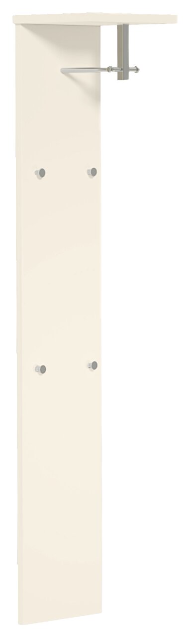 Moderano Garderobepaneel LECCO Garderobepaneel in heller Farbe mit mehreren Haken und einer Ablage, seitliche Perspektive