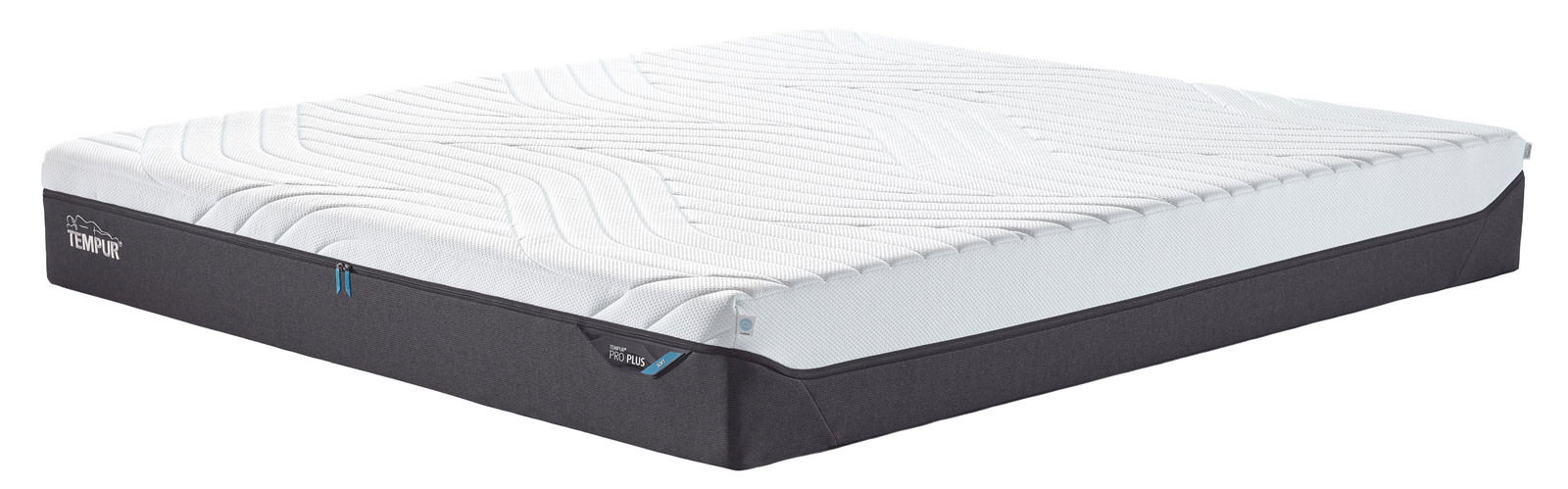 Viscomatratze 180x200 soft in seitlicher Perspektive, mit weißer Oberseite und dunklem Rand.