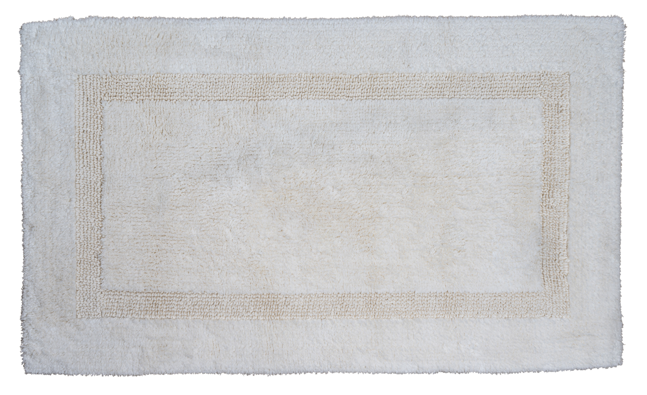 Weißer Badteppich mit rechteckigem Muster, Draufsicht