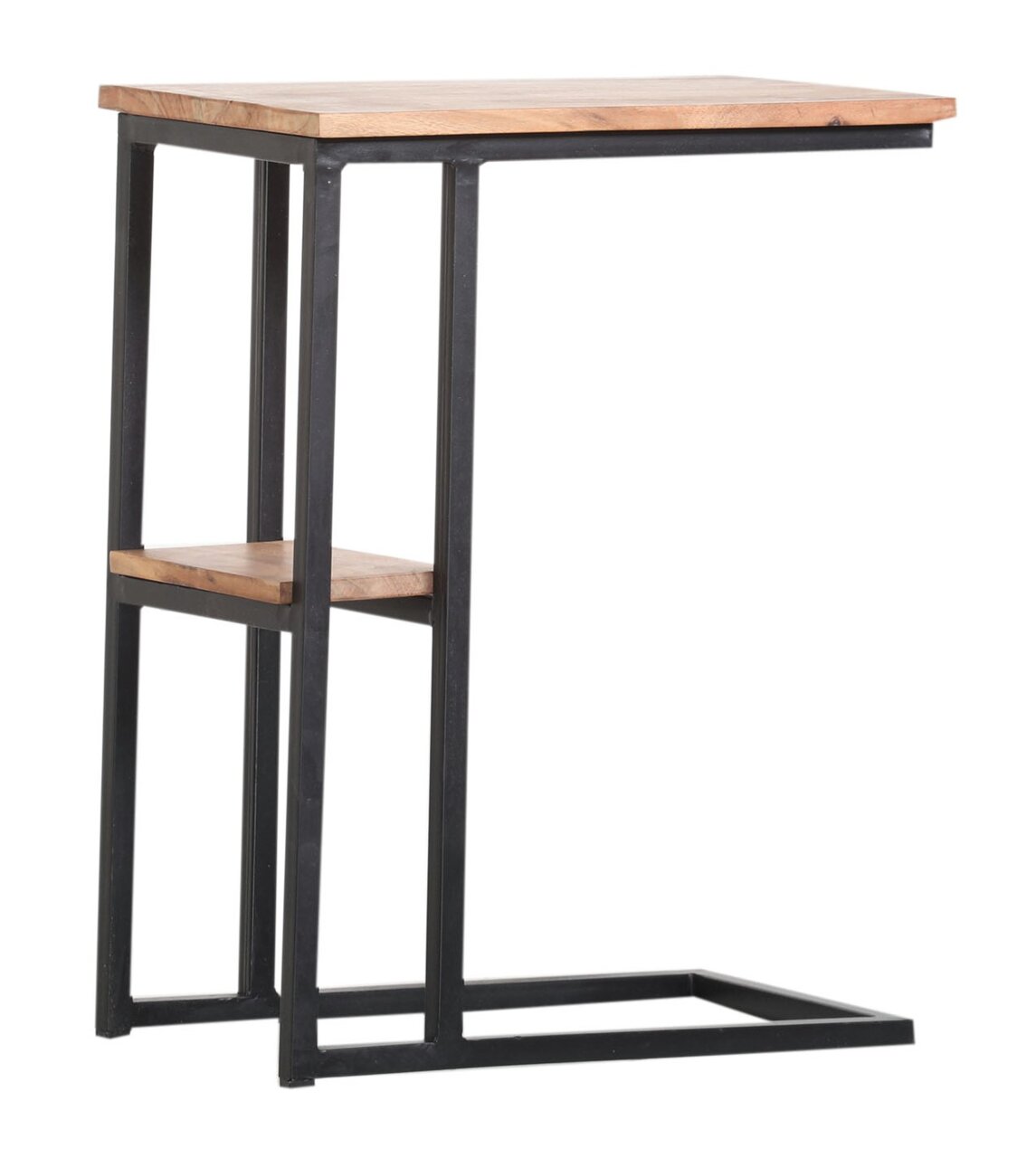 Landscape Beistelltisch FIRESTONE Moderner Beistelltisch mit schwarzem Metallrahmen und Holzplatte, seitliche Perspektive