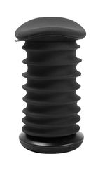 Schwarzer Schwinghocker mit wellenförmigem Design, seitliche Perspektive