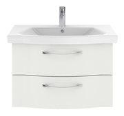 Moderner Waschtisch mit zwei Schubladen und integriertem Waschbecken, Frontalansicht