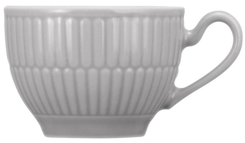 Espressoobertasse aus Porzellan mit geriffeltem Design, seitliche Ansicht