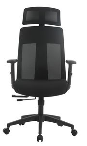 Schwarzer Drehstuhl Novel MALU mit Netzrückenlehne und Armlehnen, Vorderansicht