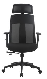 Schwarzer Drehstuhl Novel MALU mit Netzrückenlehne und Armlehnen, Vorderansicht