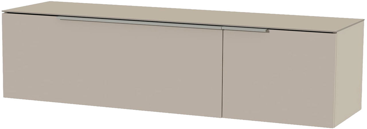 Hänge-Lowboard in beige aus seitlicher Perspektive