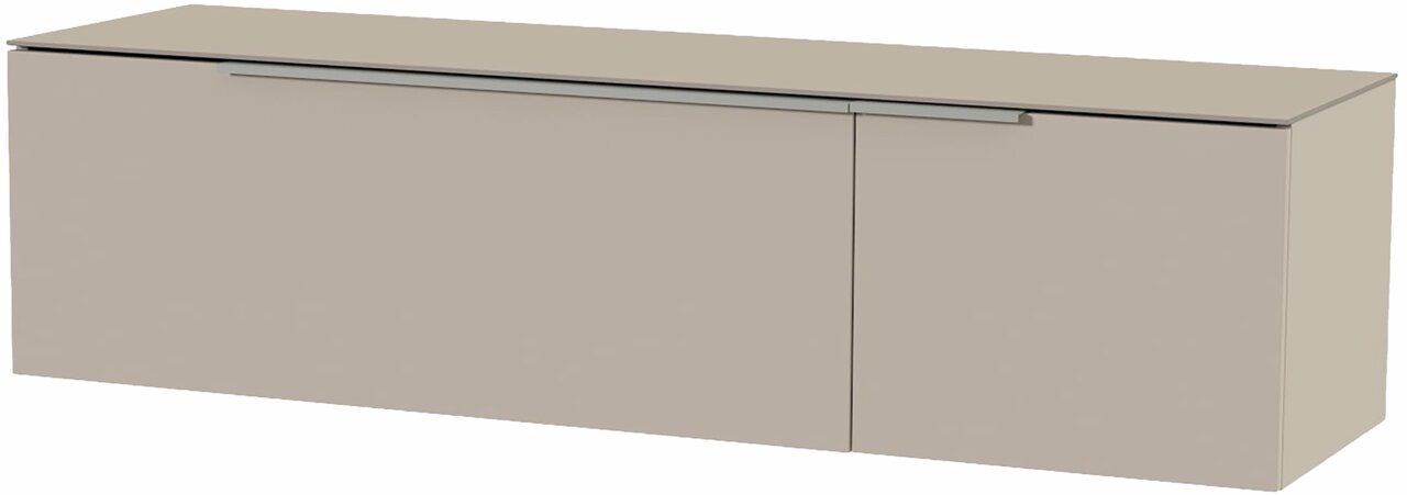 Hänge-Lowboard in beige aus seitlicher Perspektive