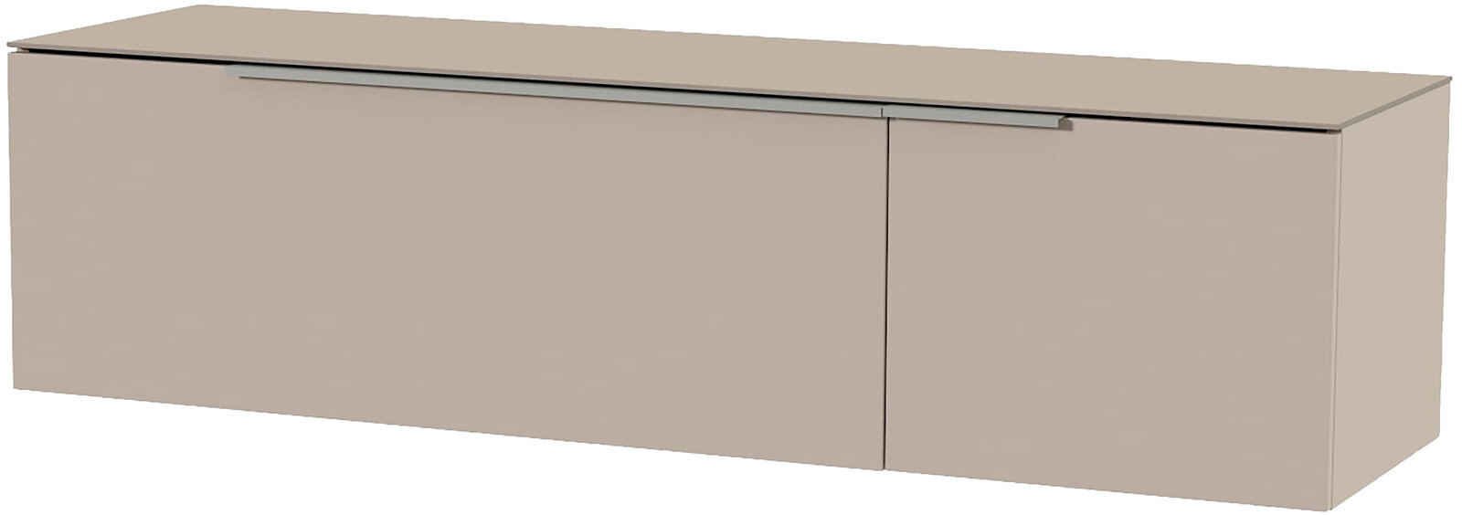 Hänge-Lowboard in beige aus seitlicher Perspektive