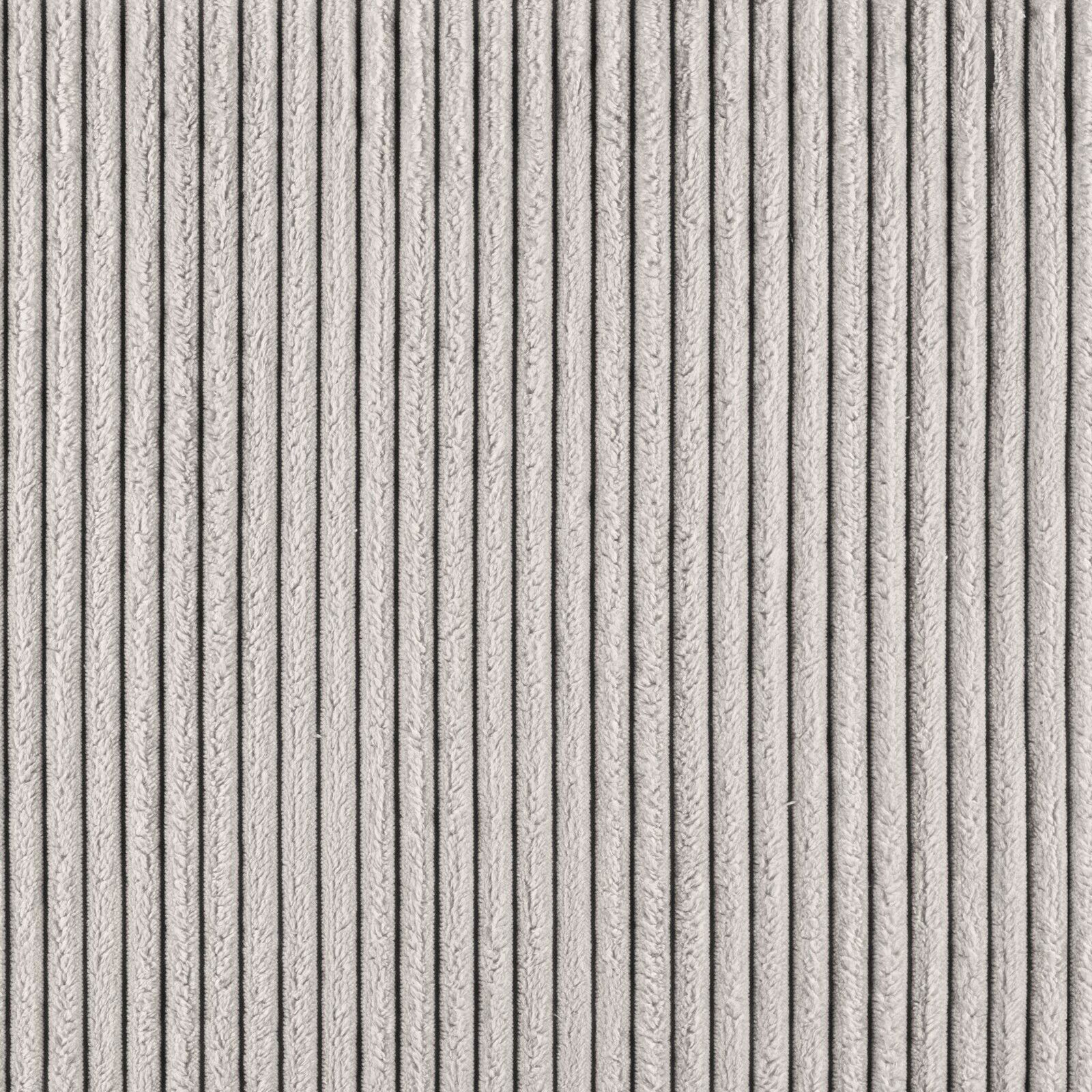 Nahaufnahme eines grauen, gerippten Stoffes, der für ein Funktionssofa verwendet wird.