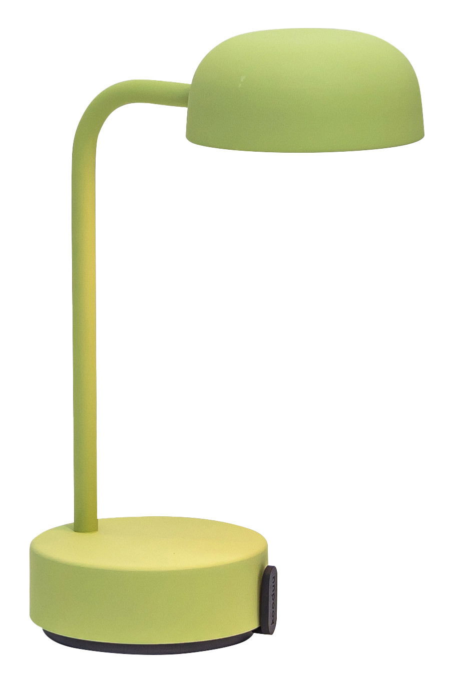 Grüne Tischlampe mit modernem Design, seitliche Perspektive