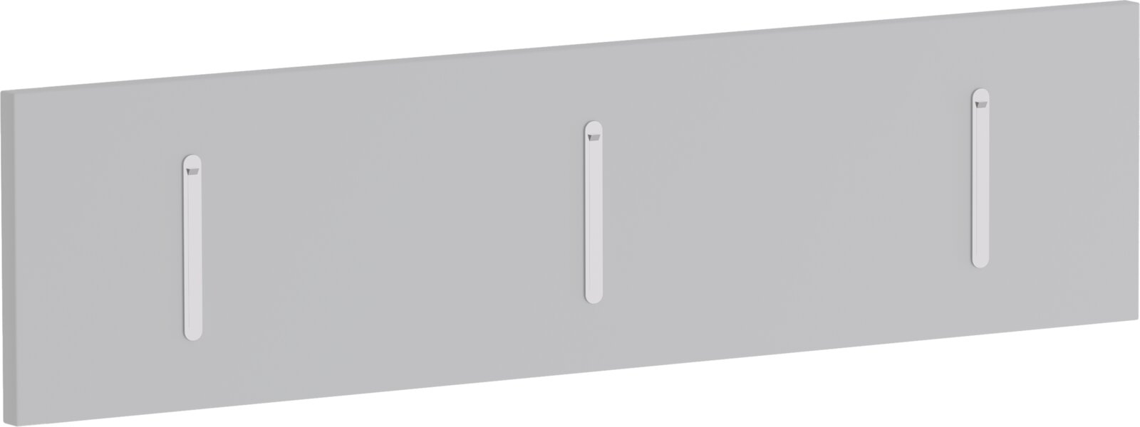 Graue Klapphakenleiste mit drei Haken, seitliche Perspektive
