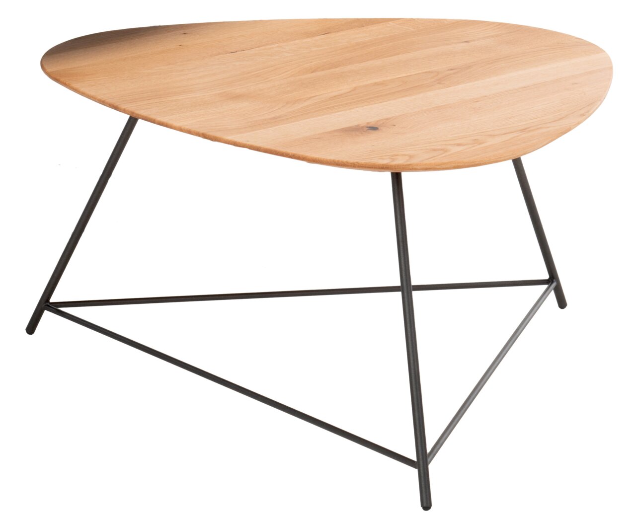 Musterring Salontafel MR NARA Moderne salontafel met driehoekig houten blad en slanke metalen poten, zijaanzicht