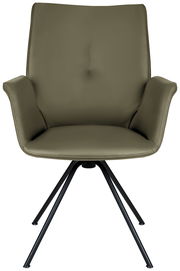 Moderner Sessel in Olivgrün mit Metallbeinen, Frontalansicht