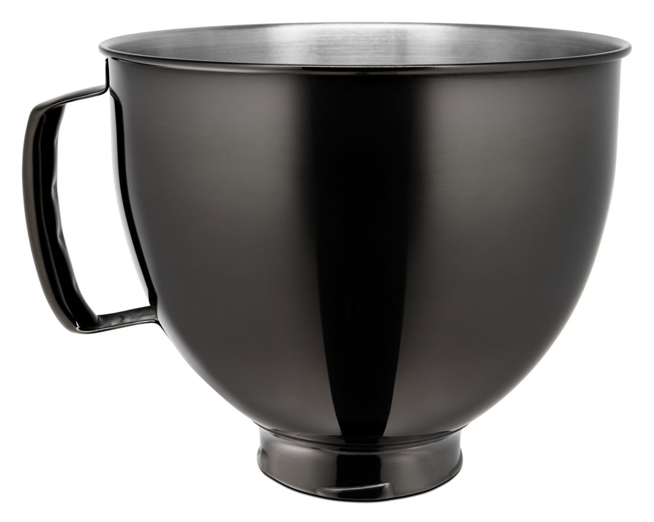 Metallschüssel 4,8L in Radiant Black, seitliche Perspektive mit Griff