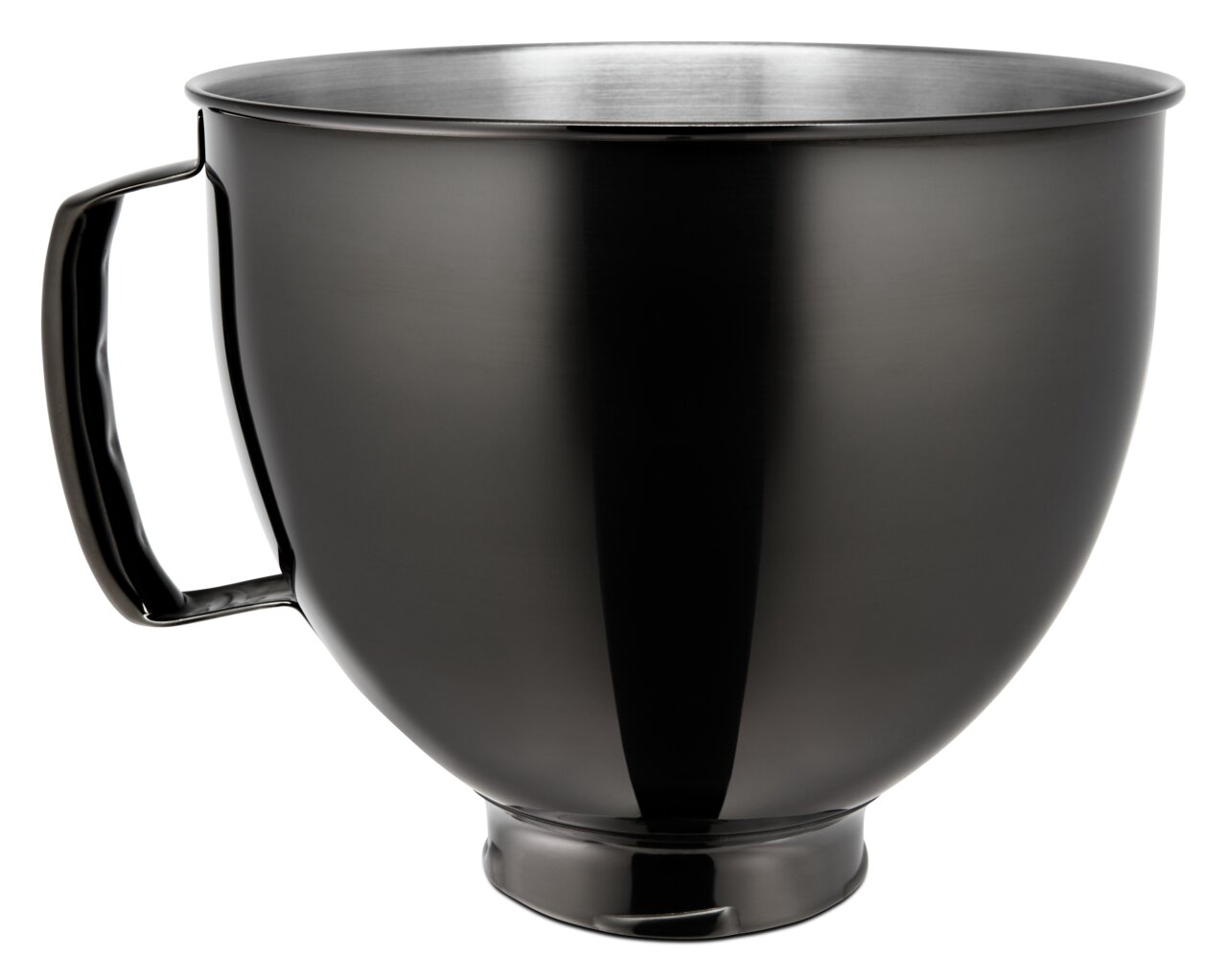 Metallschüssel 4,8L in Radiant Black, seitliche Perspektive mit Griff