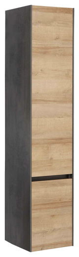 Hochschrank mit Türanschlag links, Holzoptik, seitliche Perspektive
