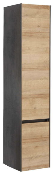 Hochschrank mit Türanschlag links, Holzoptik, seitliche Perspektive