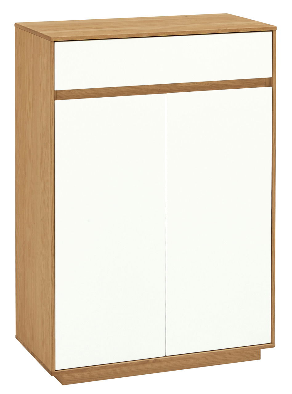 VOSS Schuhschrank V100 Moderner Schuhschrank aus Holz mit weißer Front, seitliche Perspektive