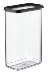 Transparente Vorratsdose Modula 2000 ml von Mepal mit schwarzem Deckel, seitliche Perspektive
