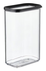 Doorzichtige voorraadbus Modula 2000 ml van Mepal met zwart deksel, zijaanzicht