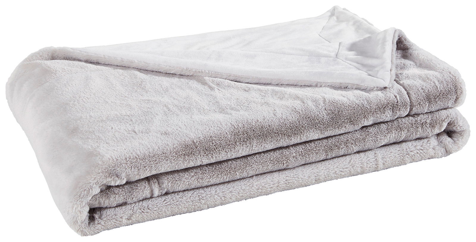 Novel Felldecke 150x200 cm YUKON Gefaltete Felldecke Yukon in Grau, seitliche Perspektive