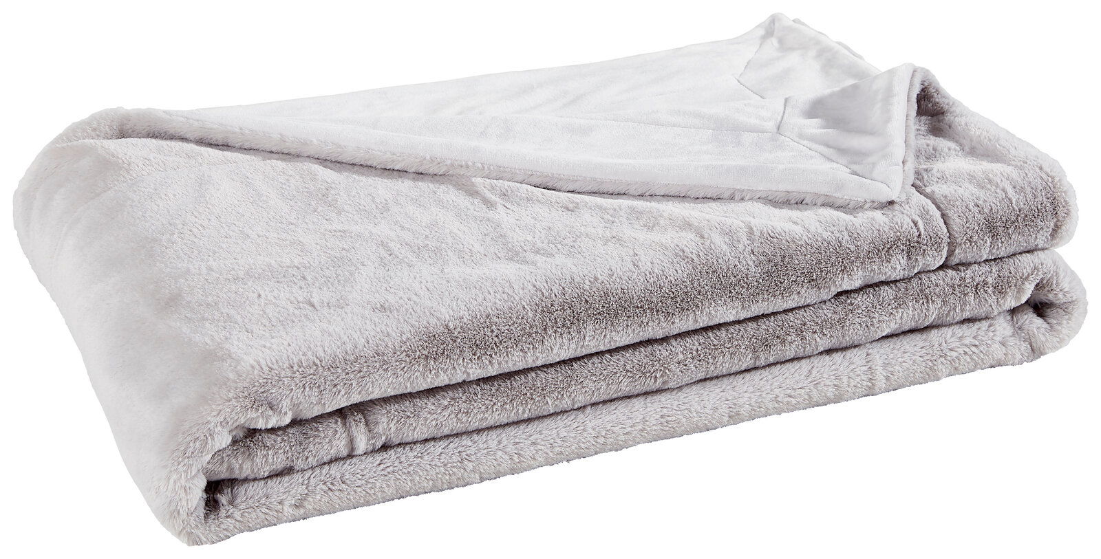 Novel Felldecke 150x200 cm YUKON Gefaltete Felldecke Yukon in Grau, seitliche Perspektive