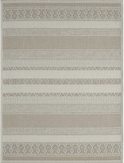 Teppich Ottowa mit geometrischem Muster in Beige und Weiß, Draufsicht