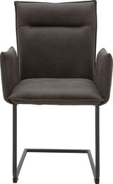 Freischwinger-Sessel in dunklem Stoff, Vorderansicht