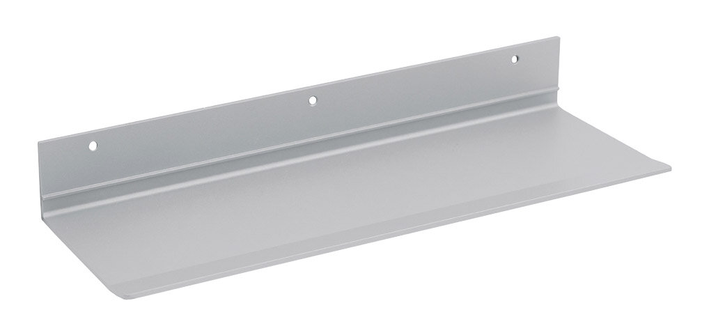 VOSS Ablageboard VORTINA Metallisches Ablageboard in seitlicher Perspektive mit drei Befestigungslöchern.