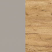 Nahaufnahme einer Holzoberfläche mit natürlicher Maserung und einer grauen Fläche links im Bild.